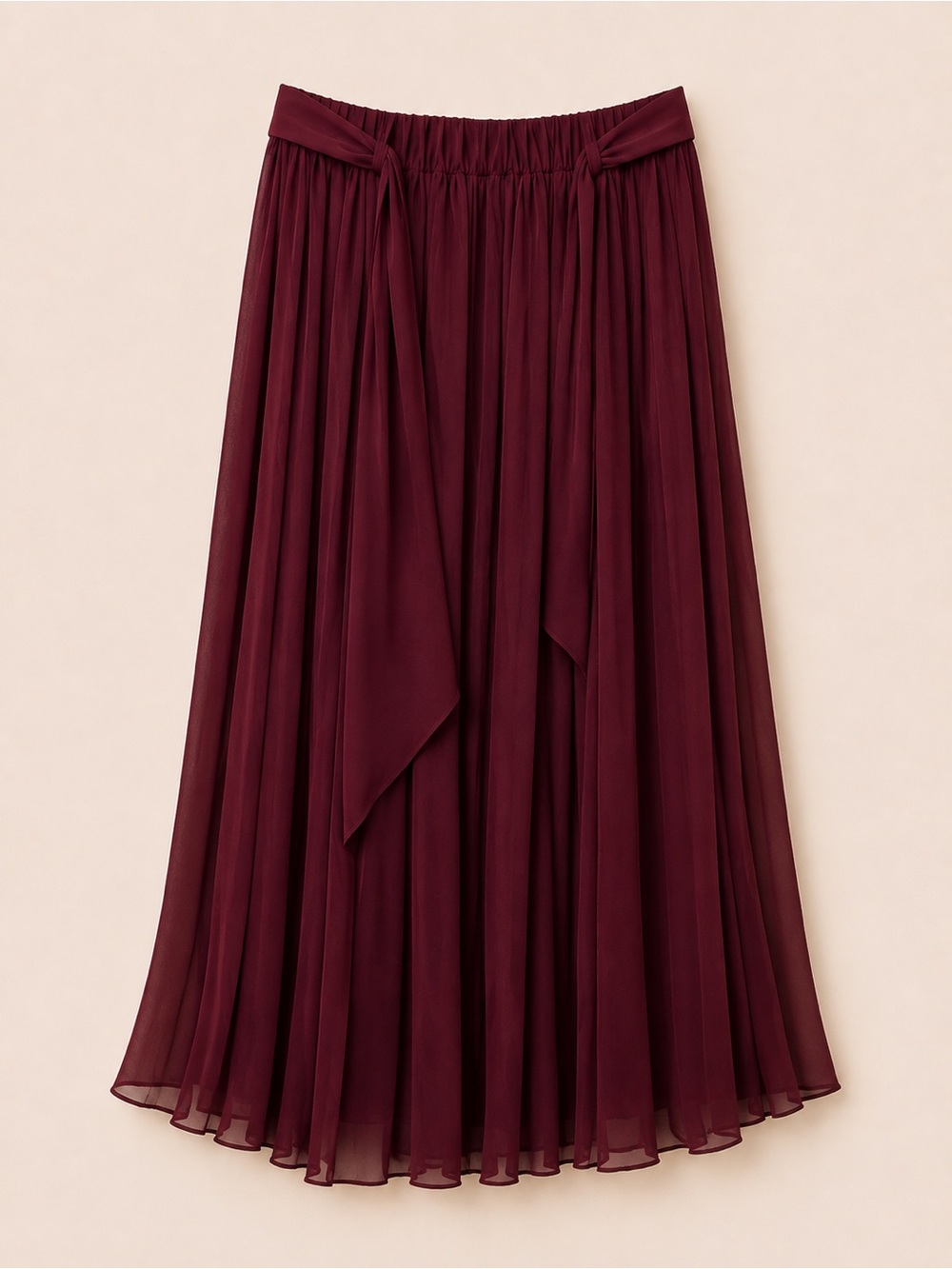 JOIE BURGUNDY WINE PLEATED CHIFFON MAXI SKIRT | SIZE M